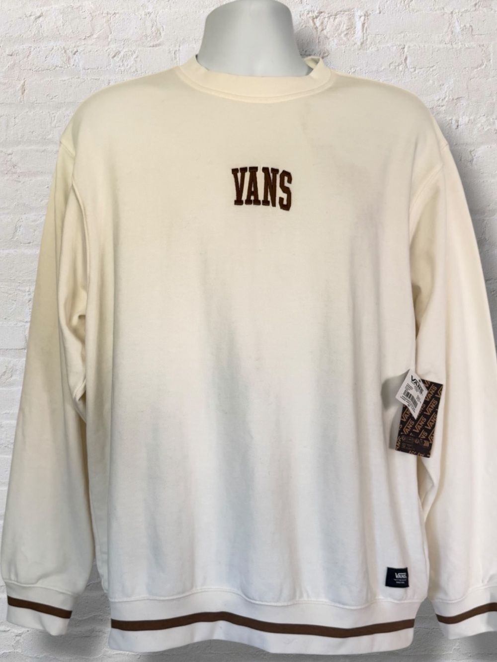 NWT Vans Arch Loose Crew Sweatshirt Marshmallow Cream Men’s Medium Skate